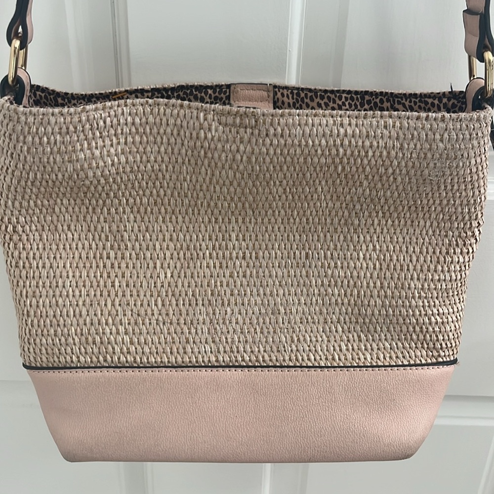 Izzy & Ali Vegan Leather Wicker Satchel Crossbody Handbag
